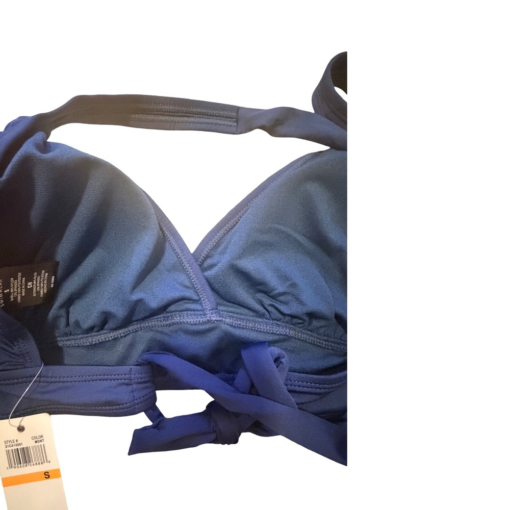 Catalina Swimwear Blue Catalina Cross Back Bikini Top Midnight MDNT Womens S NWT - Picture 3 of 4